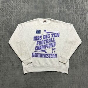 Vintage 1995 Northwestern University Football Nut Meg Gray Mens Large Crewneck‎